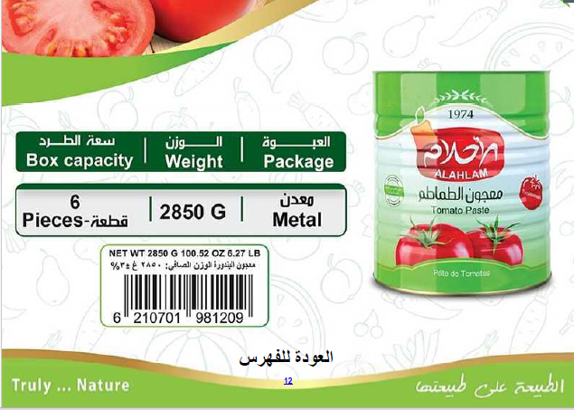 معجون الطماطم 2850غ